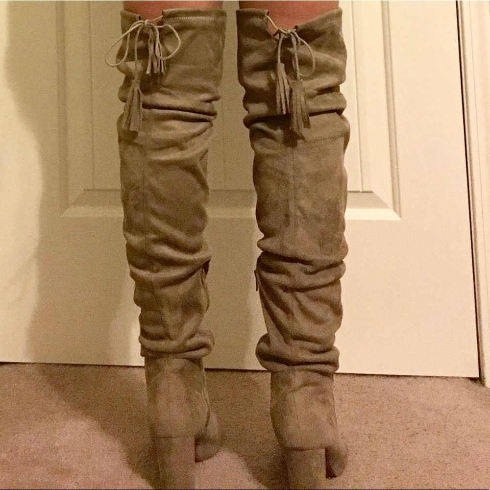 Tan Suede thigh high boots